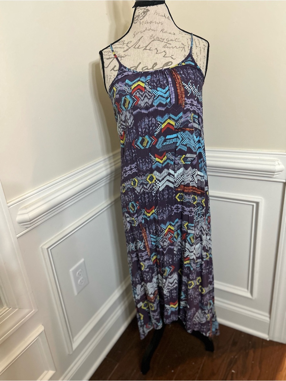 Boho Print Purple Spaghetti-Strap Maxi Dress